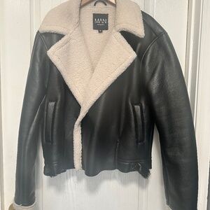 Men’s Boohoo Faux Leather Biker Jacket